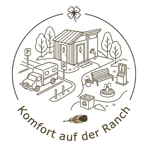 Moderne sanitäre Einrichtungen und Parkplätze für Besucher der 4L Ranch in Osterhofen